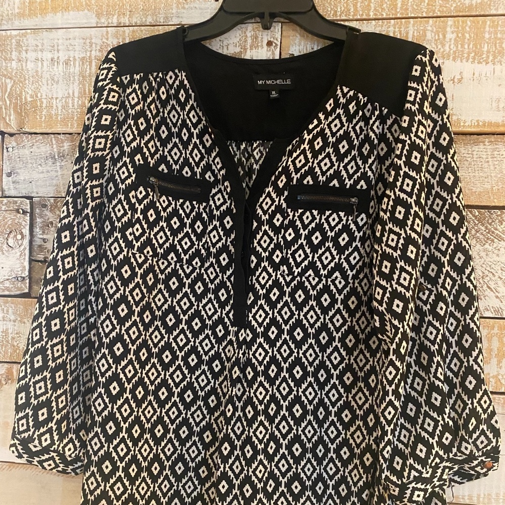 Black and white blouse